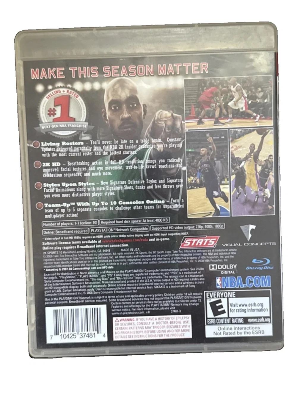 NBA 2K9 Sports Sony PS3 Complete Game & Manual Kevin Garnett